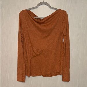 We The Free Orange Long Sleeve Tee Relaxed Fit